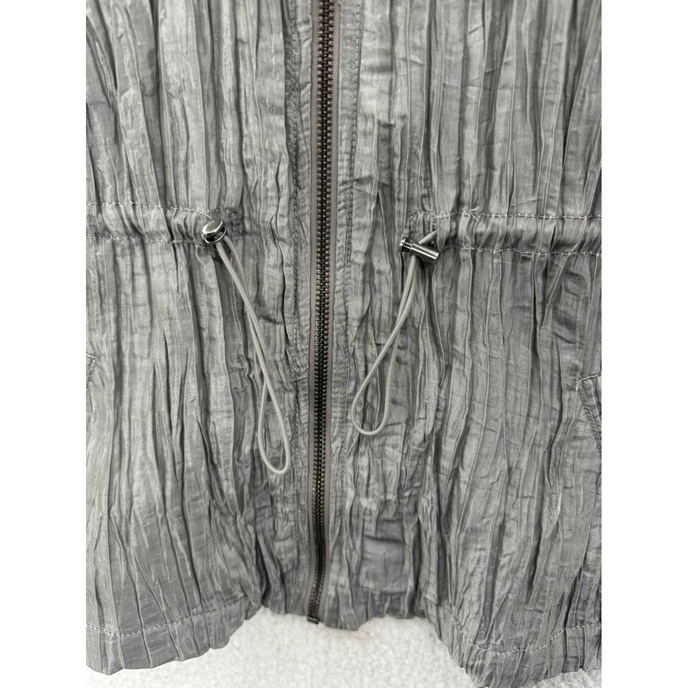 Ruby Rd Petite Crinkle Texture Zip Front Drawstring Jacket Silver Size 16P‎ - Picture 6 of 9